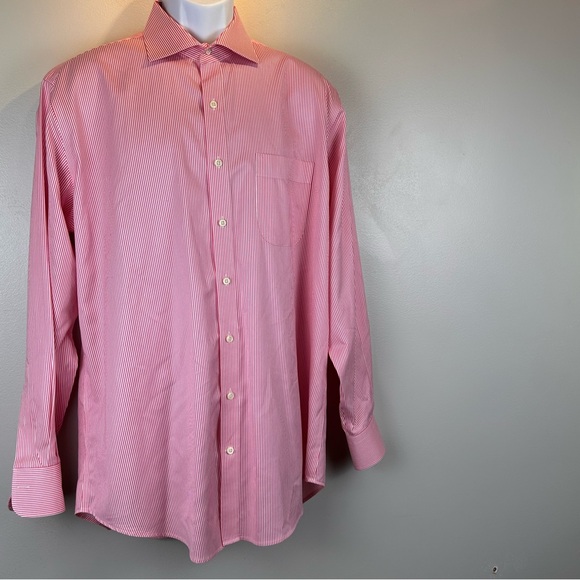 Peter Millar Nanoluxe Easy Care Large Pink White Stripe Button Down Men Shirt - Picture 3 of 10